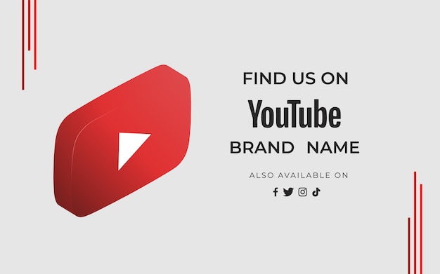 Vector gratuito banner encuéntranos youtube con icono