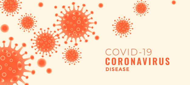 Banner de enfermedad de coronavirus Covid-19 con virus flotantes