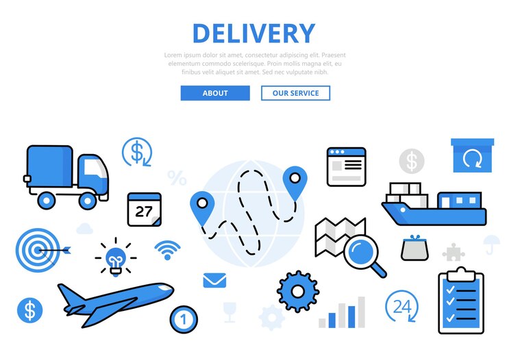 Vector gratuito banner de entrega en estilo plano