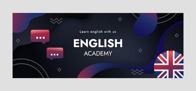 Banner de escuela de inglés degradado