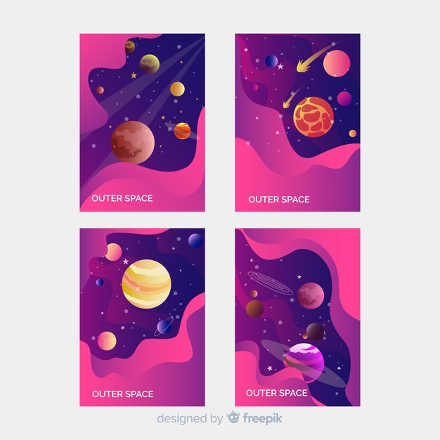 Banner espacio exterior dibujado a mano