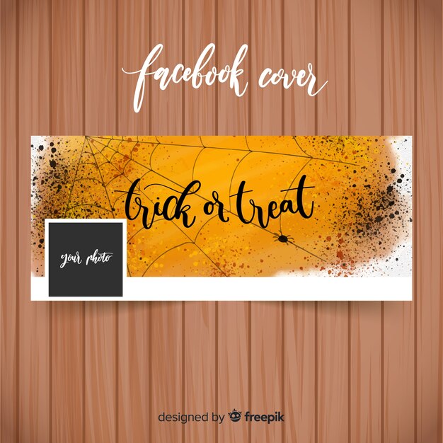 Banner de facebook de acuarela con concepto de halloween