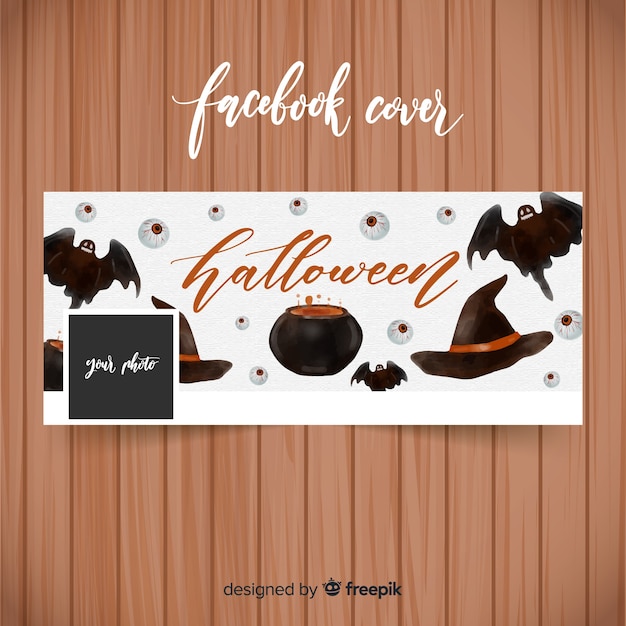 Vector gratuito banner de facebook de acuarela con concepto de halloween