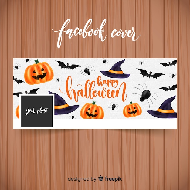 Banner de facebook de acuarela con concepto de halloween