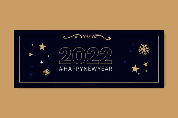 Banner de feliz año nuevo 2022 dibujado a mano