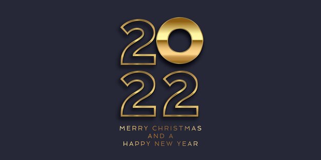 Banner de feliz año nuevo con un diseño dorado metálico mínimo