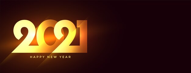 Banner de feliz año nuevo dorado brillante