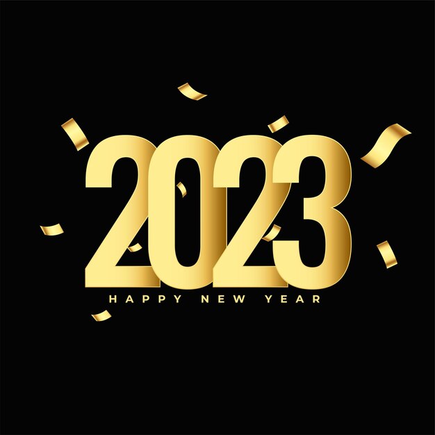 Banner de feliz año nuevo con letras doradas 2023