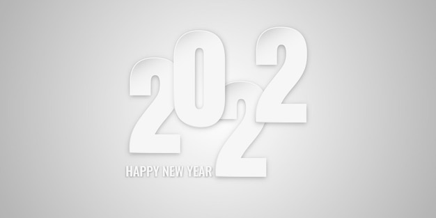 Vector gratuito banner de feliz año nuevo con números de estilo de corte de papel sobre fondo geométrico