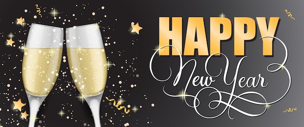 Banner de feliz año nuevo