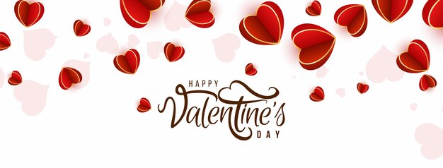 Banner de feliz día de san valentín con corazones encantadores