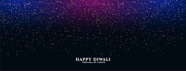 Banner de feliz diwali con destellos cayendo