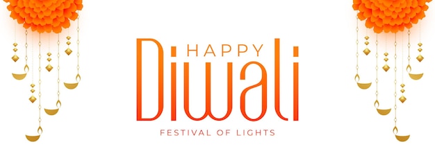 Banner feliz diwali del festival indio con diseño floral