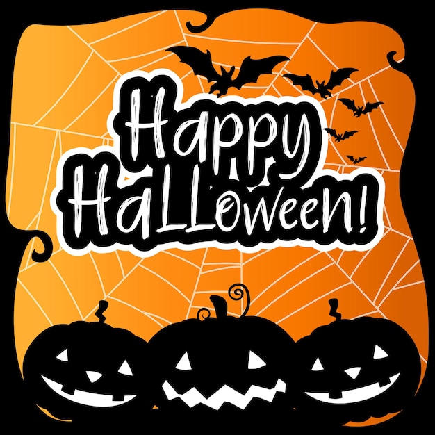 Vector gratuito banner de feliz halloween con calabazas aterradoras