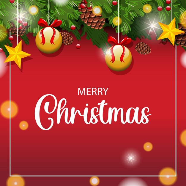 Banner de feliz navidad con adornos