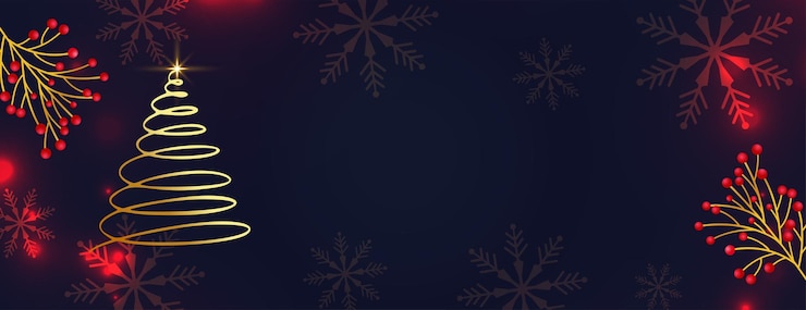 Vector gratuito banner de feliz navidad con árbol de navidad abstracto y baya de acebo