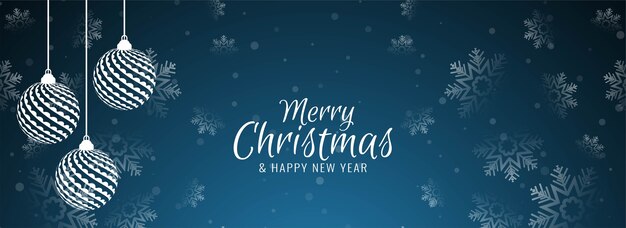 Banner de feliz Navidad con copos de nieve