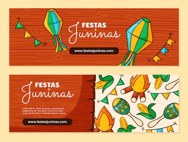 Vector gratuito banner de festas juninas dibujado a mano con cometa