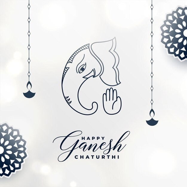 Banner de festival de ganesh chaturthi de estilo étnico en fondo gris