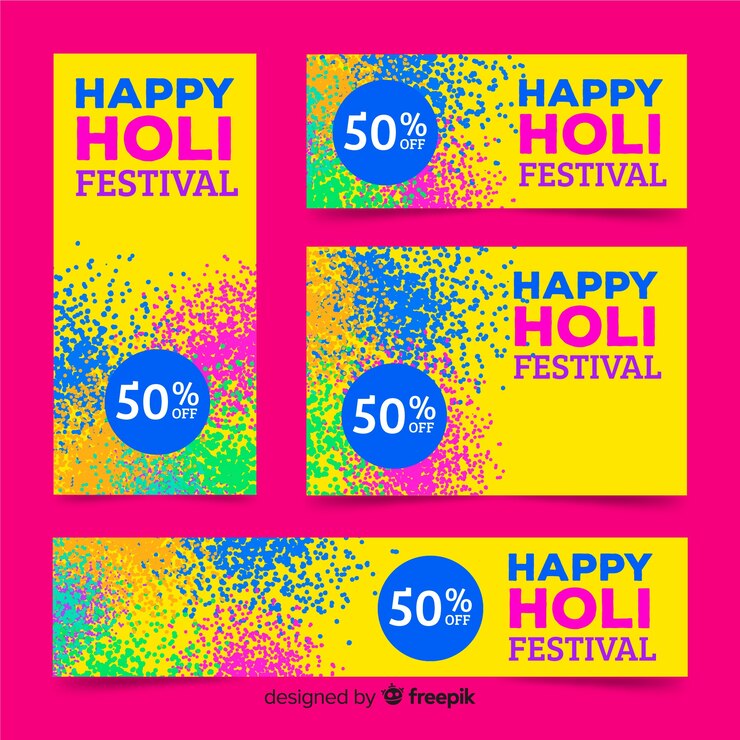 Vector gratuito banner festival holi plano