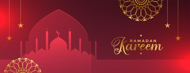 Banner del festival ramadan kareem con decoración arabesca