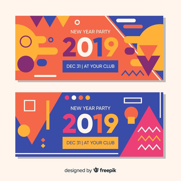 Banner de fiesta de año nuevo 2019