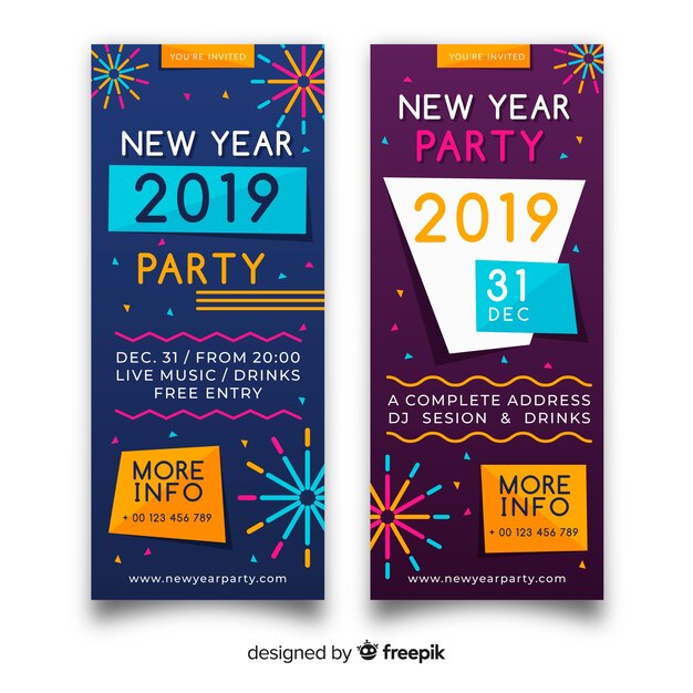 Banner de fiesta de año nuevo 2019