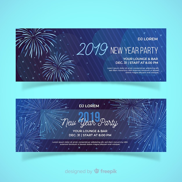 Banner de fiesta de año nuevo 2019
