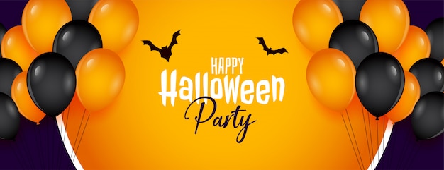 Banner de fiesta feliz halloween con decoración de globos
