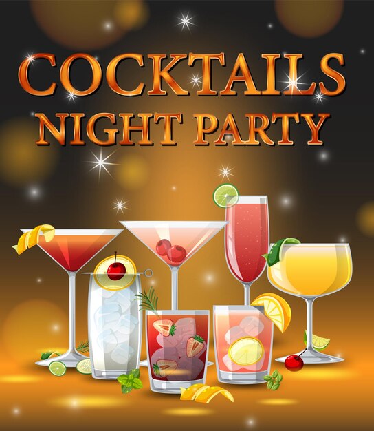 Banner de fiesta de noche de cócteles