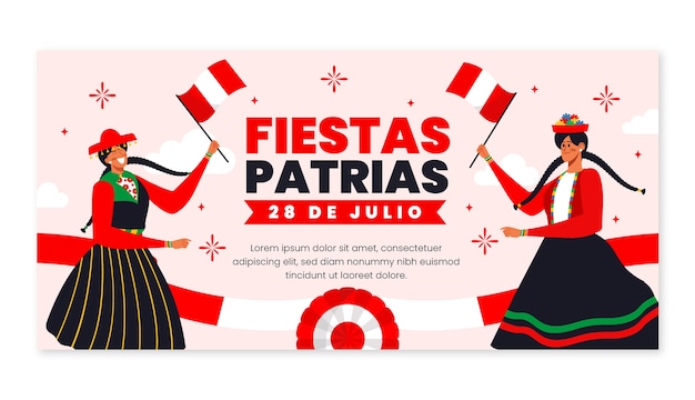 Vector gratuito banner de fiestas patrias dibujado a mano