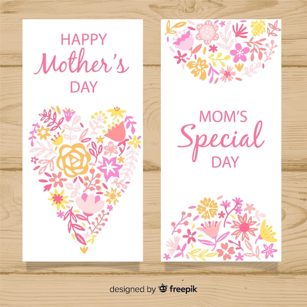 Vector gratuito banner floral día de la madre