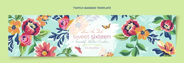 Vector gratuito banner floral dulce 16 de contracción dibujado a mano