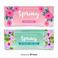 Vector gratuito banner floral rebajas primavera