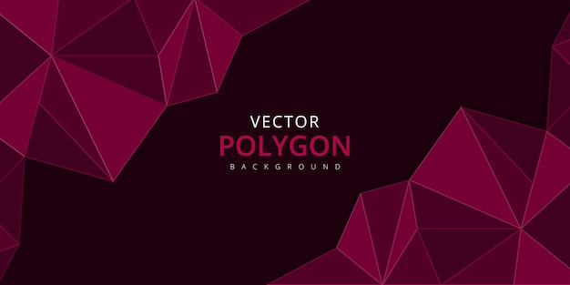 Banner de fondo abstracto monocromático polivalente de patrón de polígono granate oscuro