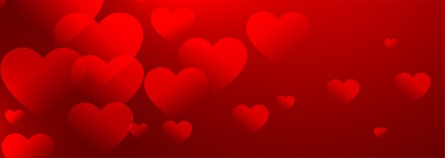 Banner de fondo de corazones rojos preciosos con espacio de texto