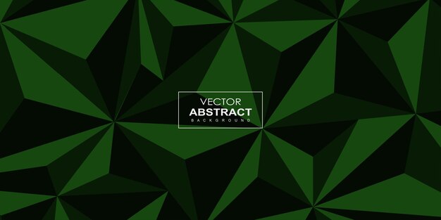 Banner de fondo multiusos con efecto 3D de polígono de color verde negro oscuro abstracto