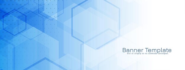 Banner de formas hexagonales geométricas azules modernas