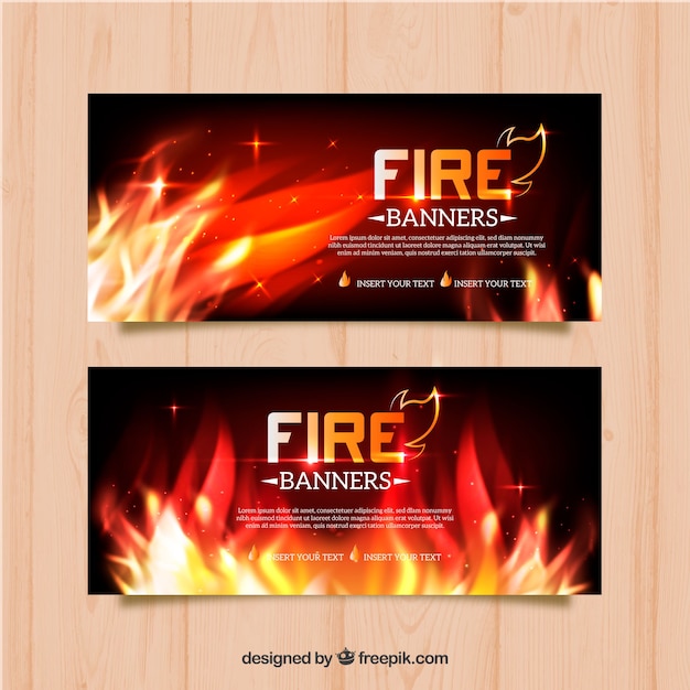 Banner de fuego realista