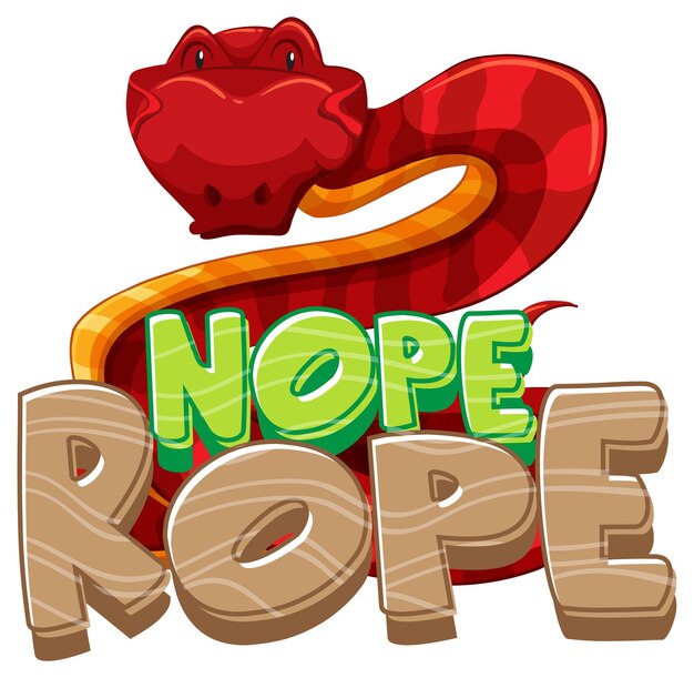 Banner de fuente Nope Rope con un personaje de dibujos animados de serpiente aislado