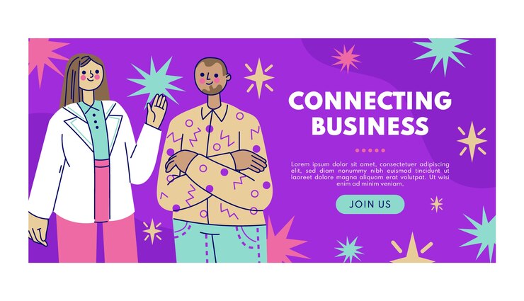 Vector gratuito banner de gente de negocios de diseño plano dibujado a mano