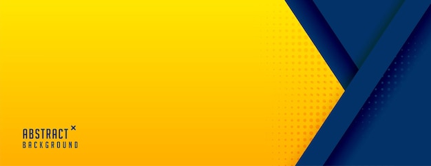 Banner geométrico azul amarillo abstracto en diseño de medio tono
