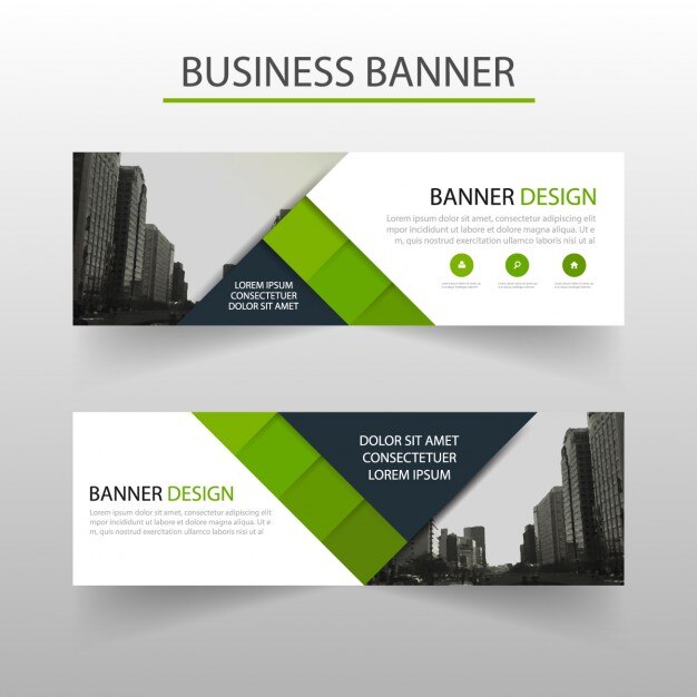 Banner geométrico con cuadrados  verdes