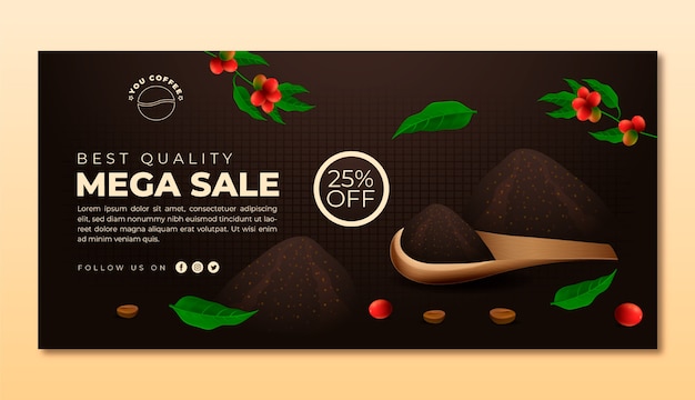Banner de gradiente de plantación de café