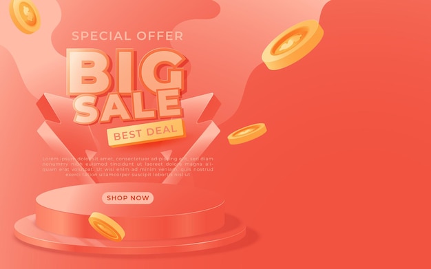 Vector gratuito banner de gran venta, esta plantilla de banner de publicidad de oferta especial de fin de semana, ilustración vectorial