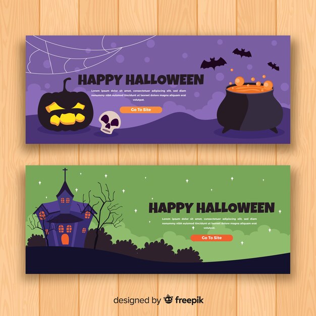 Banner de Halloween con diseño plano