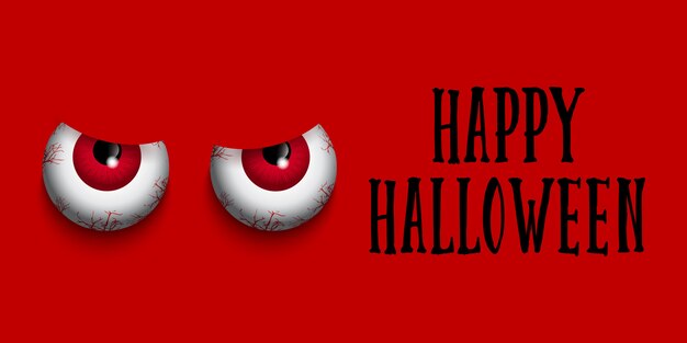 Banner de Halloween con ojos malvados
