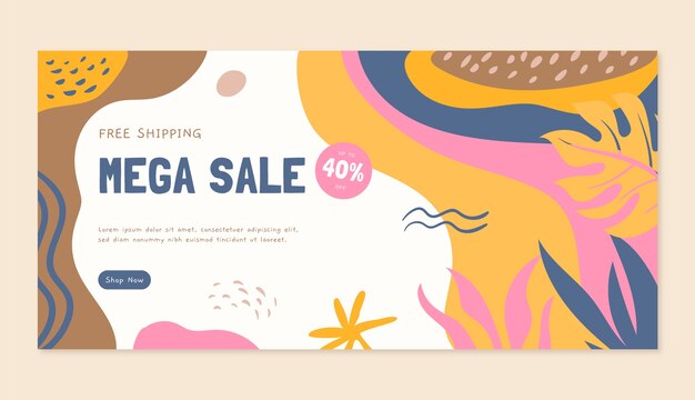 Banner horizontal abstracto dibujado a mano