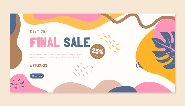 Banner horizontal abstracto dibujado a mano