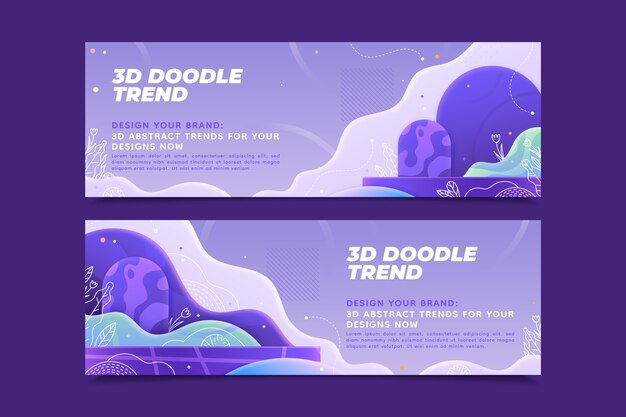 Banner horizontal abstracto dibujado a mano